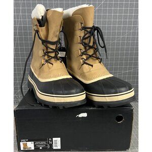 Sorel Caribou Men’s Waterproof Boots Sz 14 Insulated Leather Buff/Chamois New